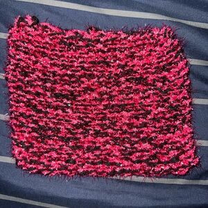 Pink & Black Knitted Washcloth